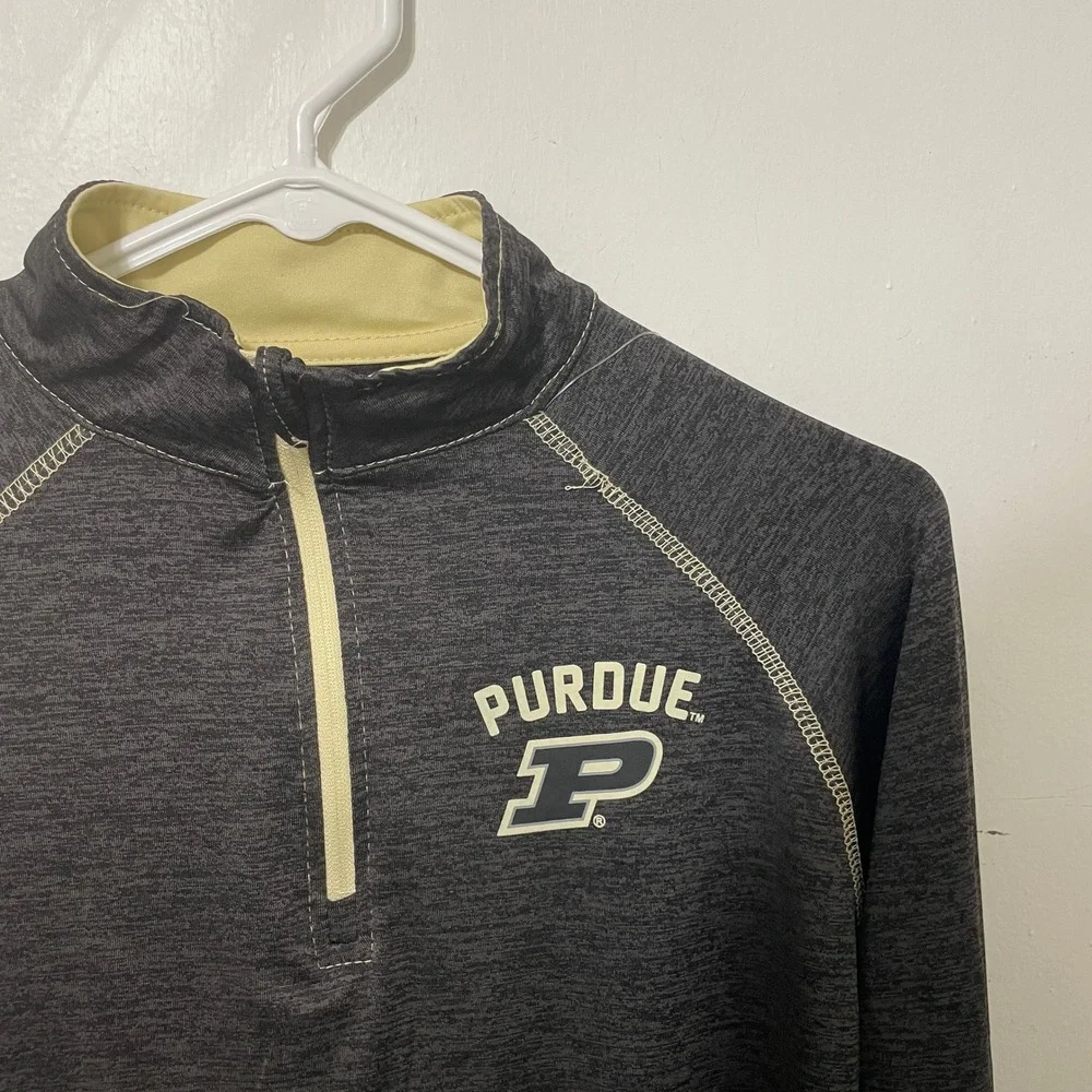 Colosseum‎ Purdue Boilermakers Womens Quarter Zip Pullover Gray Gold M